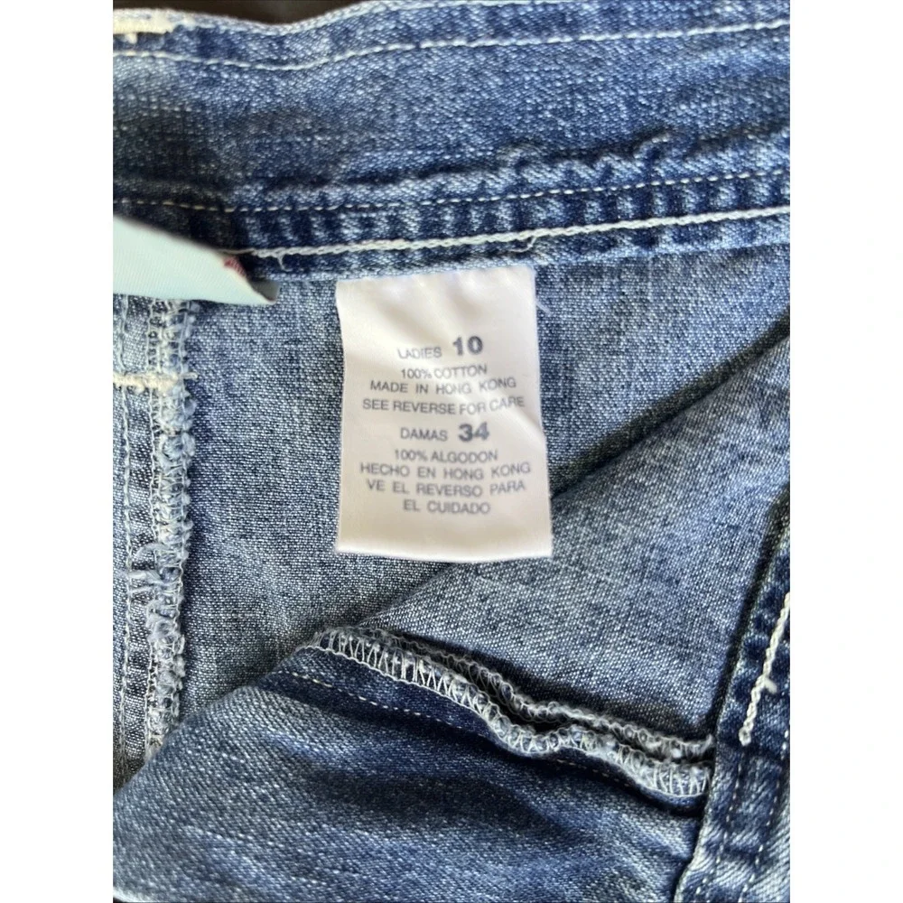 VTG Faded Glory Womens Blue Denim Maxi Skirt Size 10 Pockets Back Slit Y2K 90's